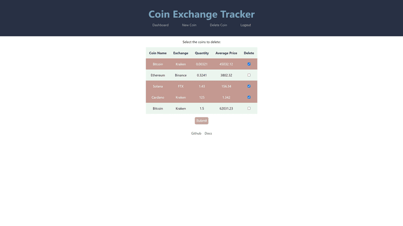 Exchange Tracker Delete